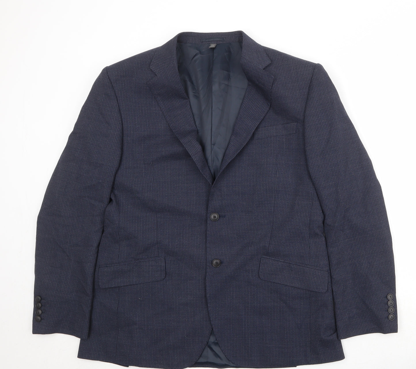 Marks and Spencer Mens Blue Striped Polyester Jacket Suit Jacket Size 42 Regular