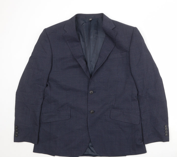 Marks and Spencer Mens Blue Striped Polyester Jacket Suit Jacket Size 42 Regular