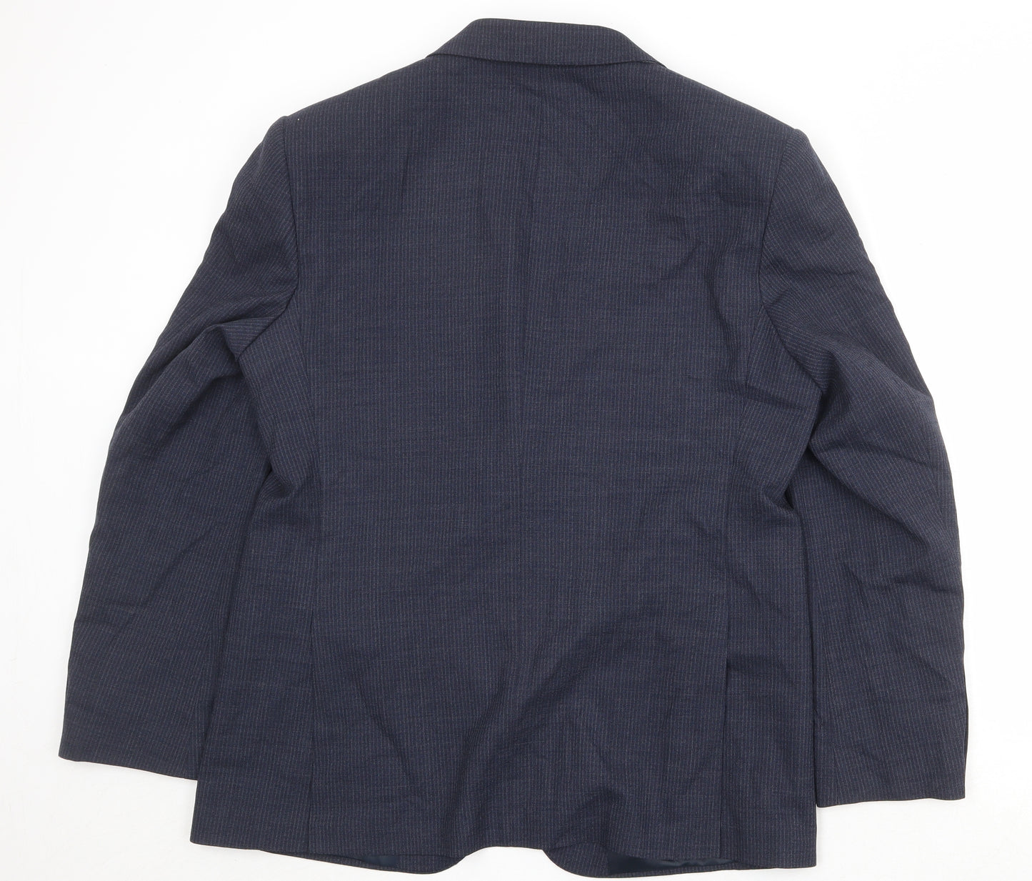 Marks and Spencer Mens Blue Striped Polyester Jacket Suit Jacket Size 42 Regular