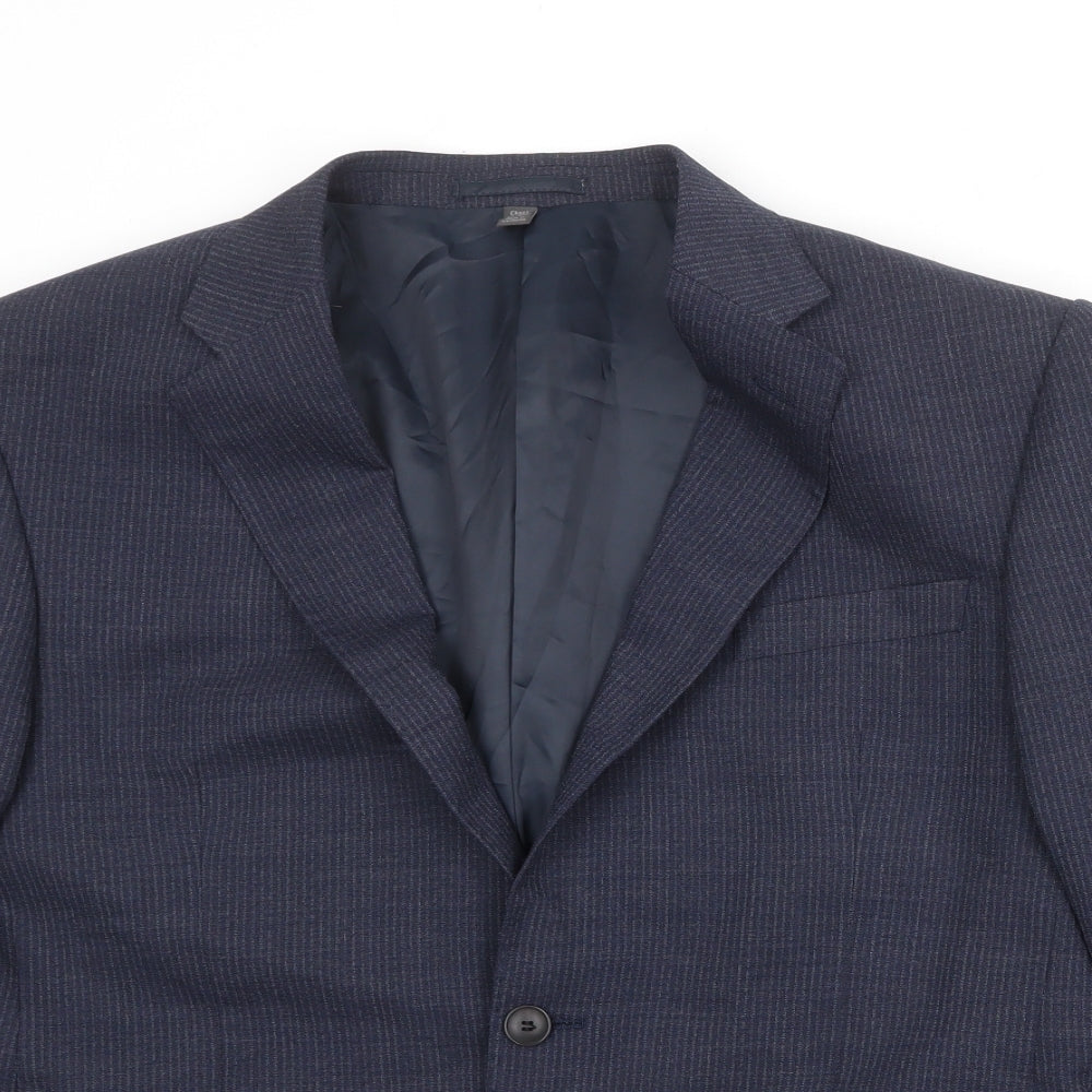 Marks and Spencer Mens Blue Striped Polyester Jacket Suit Jacket Size 42 Regular