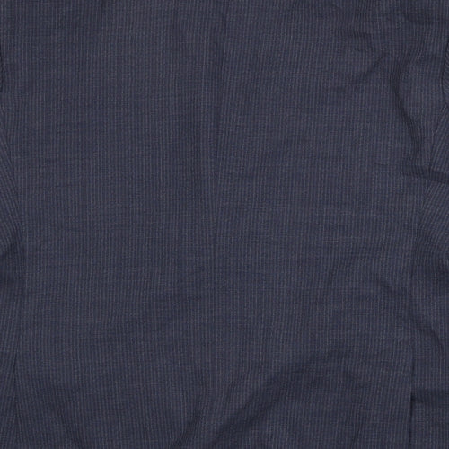 Marks and Spencer Mens Blue Striped Polyester Jacket Suit Jacket Size 42 Regular