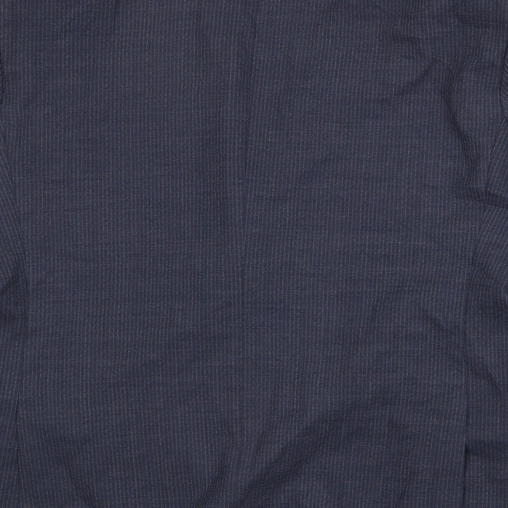 Marks and Spencer Mens Blue Striped Polyester Jacket Suit Jacket Size 42 Regular