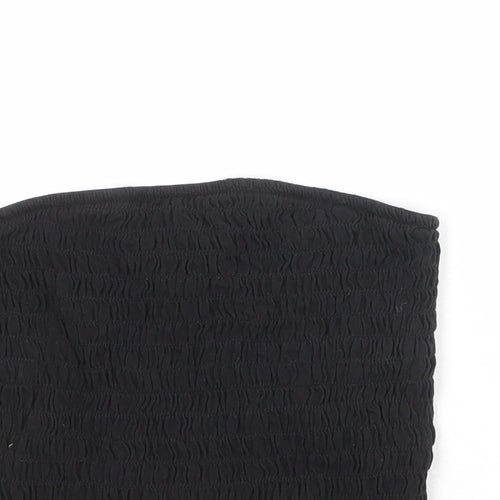 Monki Womens Black Cotton Basic Tank Size S Off the Shoulder