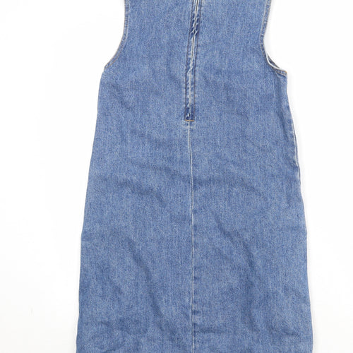 Ware Denim Womens Blue Cotton A-Line Size 8 Round Neck Zip