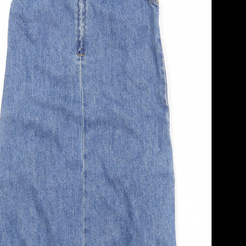 Ware Denim Womens Blue Cotton A-Line Size 8 Round Neck Zip
