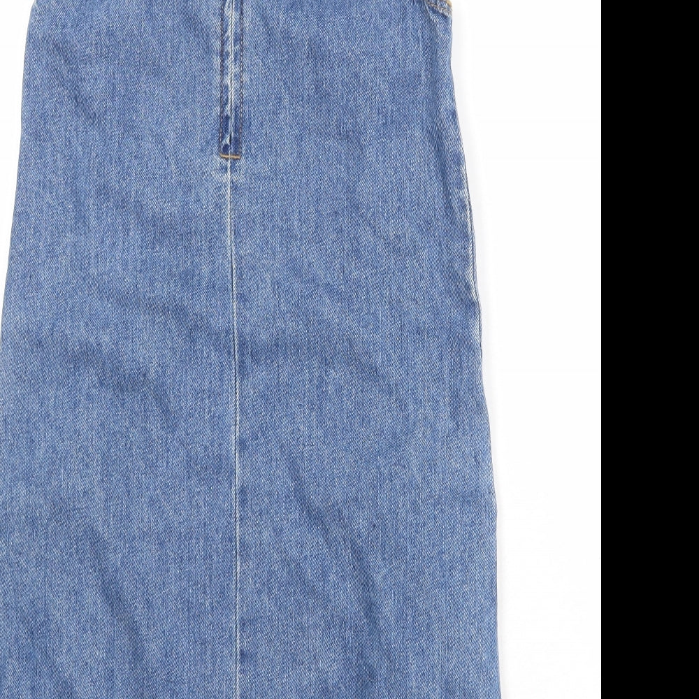 Ware Denim Womens Blue Cotton A-Line Size 8 Round Neck Zip