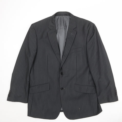 Charlton Grey Mens Grey Striped Polyester Jacket Suit Jacket Size 42 Regular