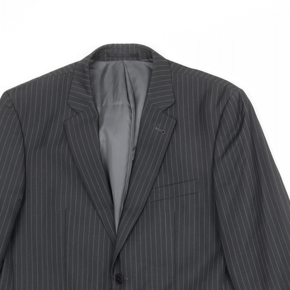 Charlton Grey Mens Grey Striped Polyester Jacket Suit Jacket Size 42 Regular