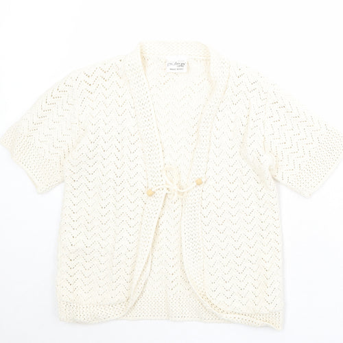 Pulse Womens Beige V-Neck Acrylic Cardigan Jumper Size S