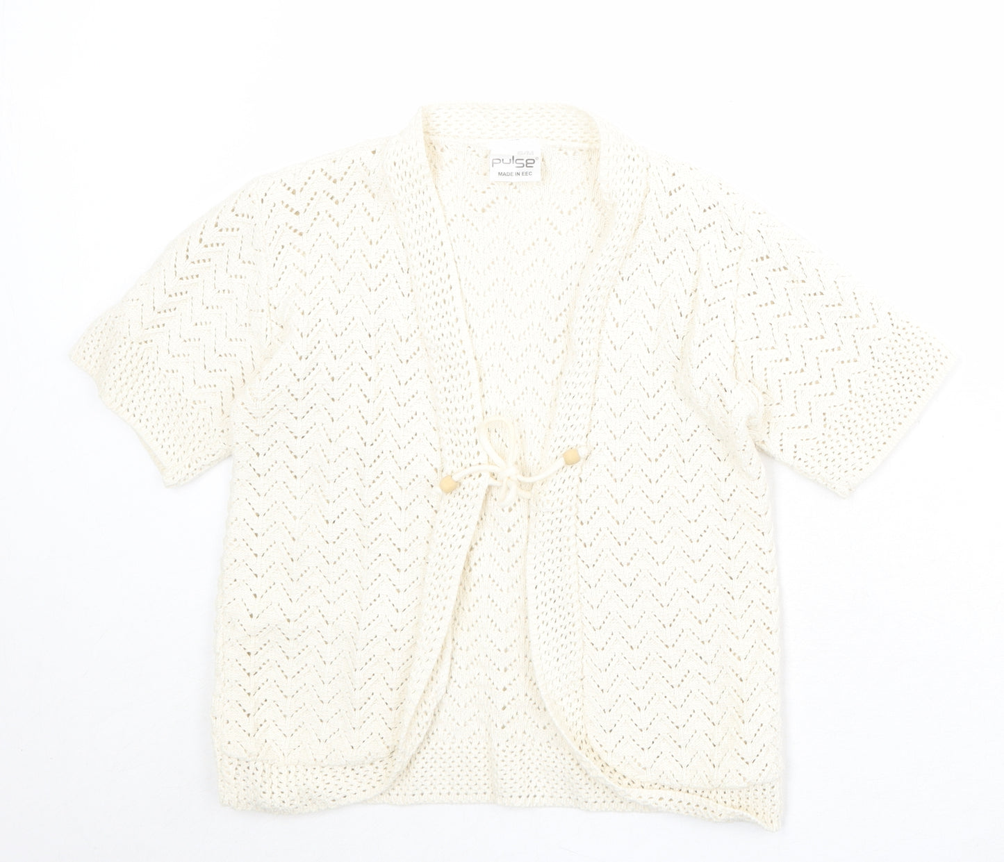 Pulse Womens Beige V-Neck Acrylic Cardigan Jumper Size S