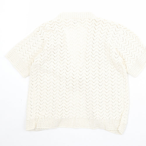 Pulse Womens Beige V-Neck Acrylic Cardigan Jumper Size S