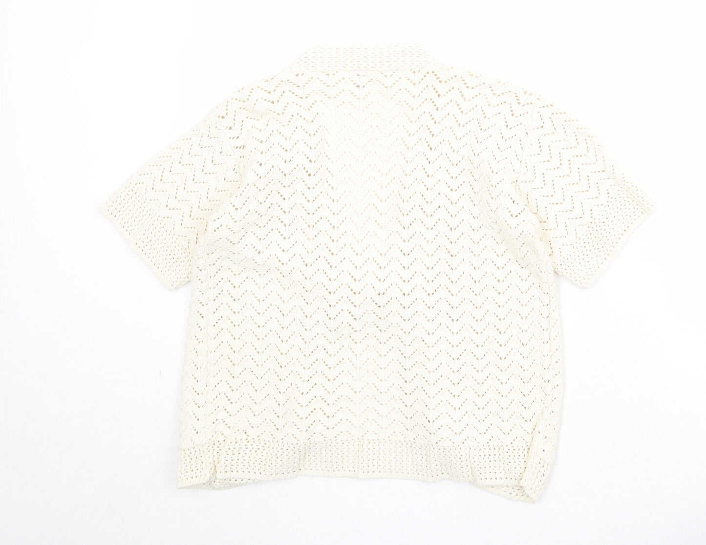 Pulse Womens Beige V-Neck Acrylic Cardigan Jumper Size S
