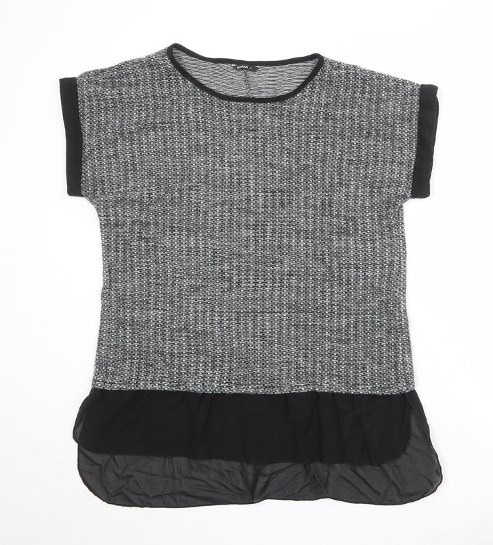 Roman Womens Grey Boat Neck Geometric Acrylic Pullover Jumper Size M