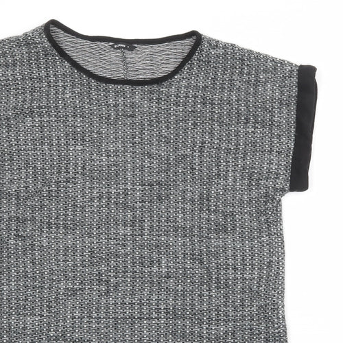 Roman Womens Grey Boat Neck Geometric Acrylic Pullover Jumper Size M