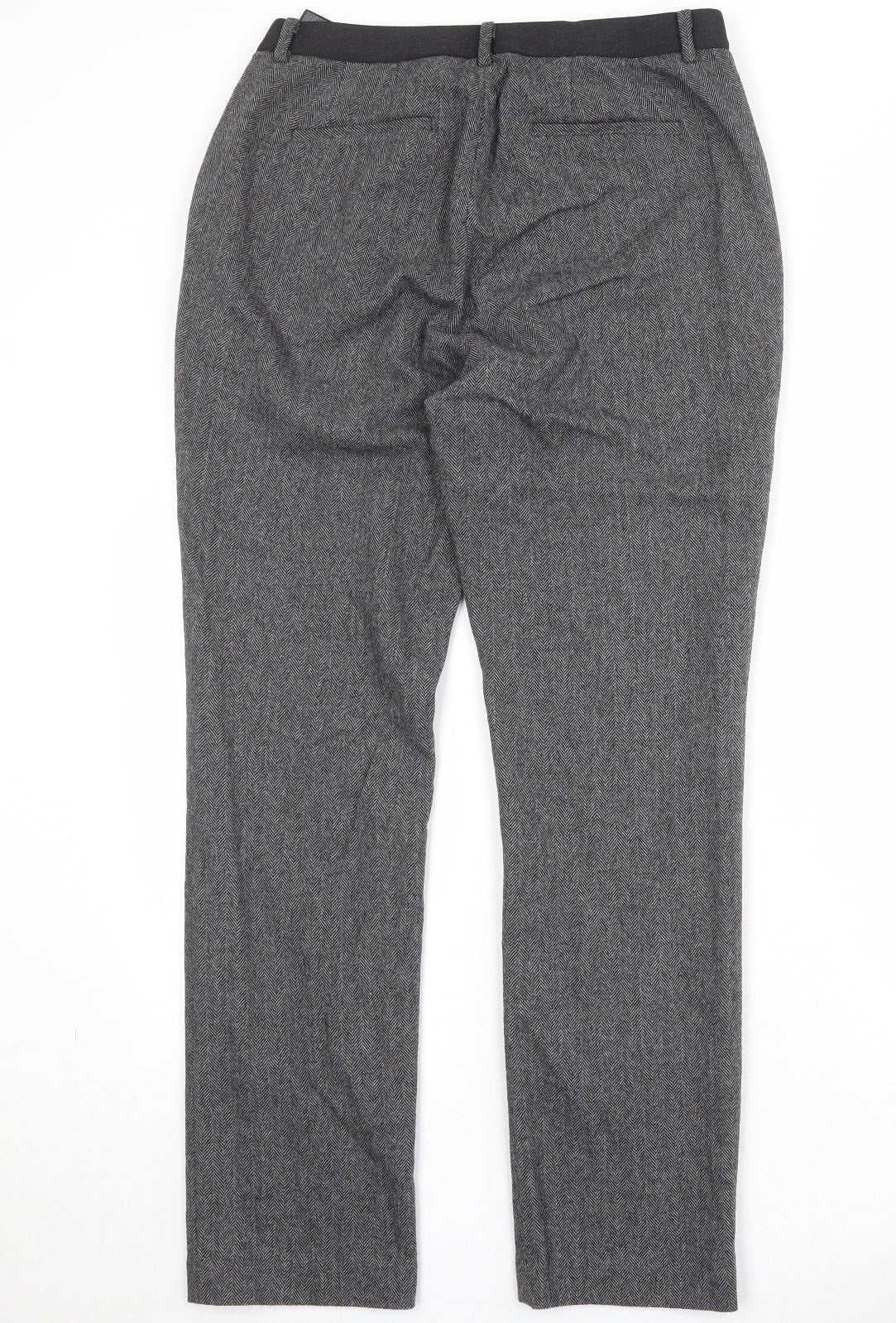 Uniqlo Mens Grey Herringbone Polyester Trousers Size 30 in Regular