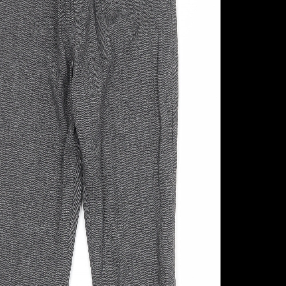 Uniqlo Mens Grey Herringbone Polyester Trousers Size 30 in Regular
