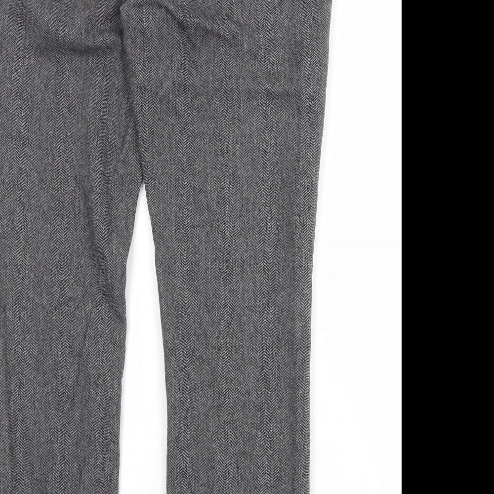 Uniqlo Mens Grey Herringbone Polyester Trousers Size 30 in Regular
