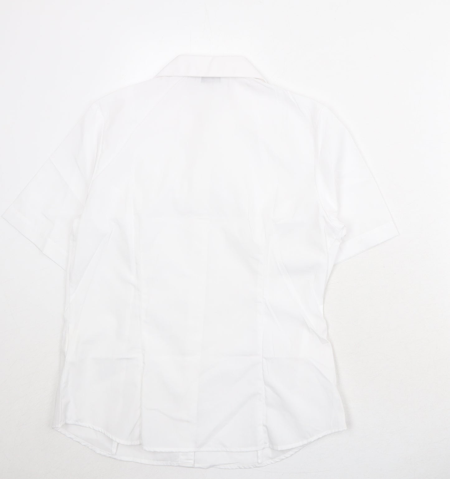 Disley Womens White Polyester Basic Button-Up Size 12 Collared