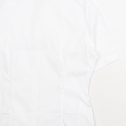 Disley Womens White Polyester Basic Button-Up Size 12 Collared