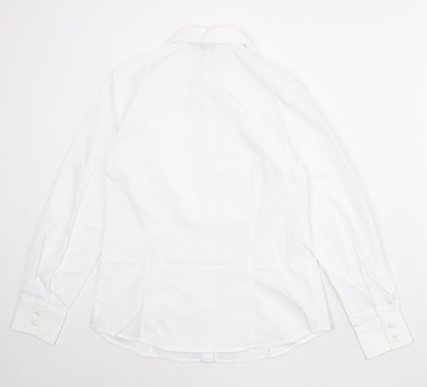 Disley Womens White Polyester Basic Button-Up Size 10 Collared