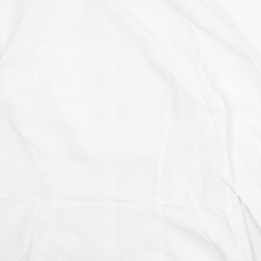 Disley Womens White Polyester Basic Button-Up Size 10 Collared