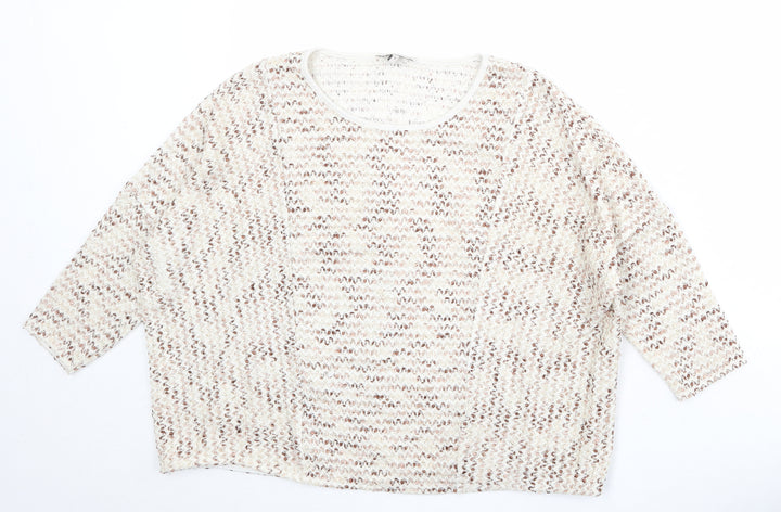 NEXT Womens Beige Boat Neck Acrylic Pullover Jumper Size 6 - Melange