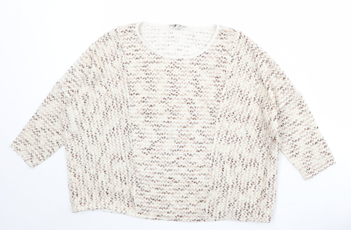 NEXT Womens Beige Boat Neck Acrylic Pullover Jumper Size 6 - Melange