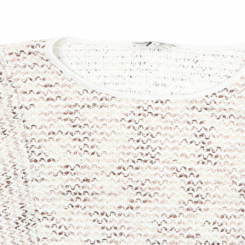 NEXT Womens Beige Boat Neck Acrylic Pullover Jumper Size 6 - Melange
