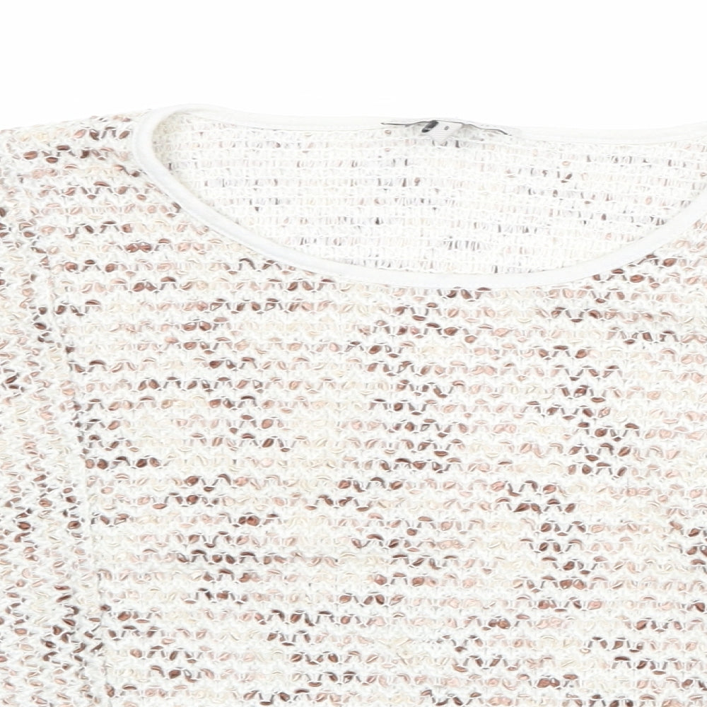 NEXT Womens Beige Boat Neck Acrylic Pullover Jumper Size 6 - Melange