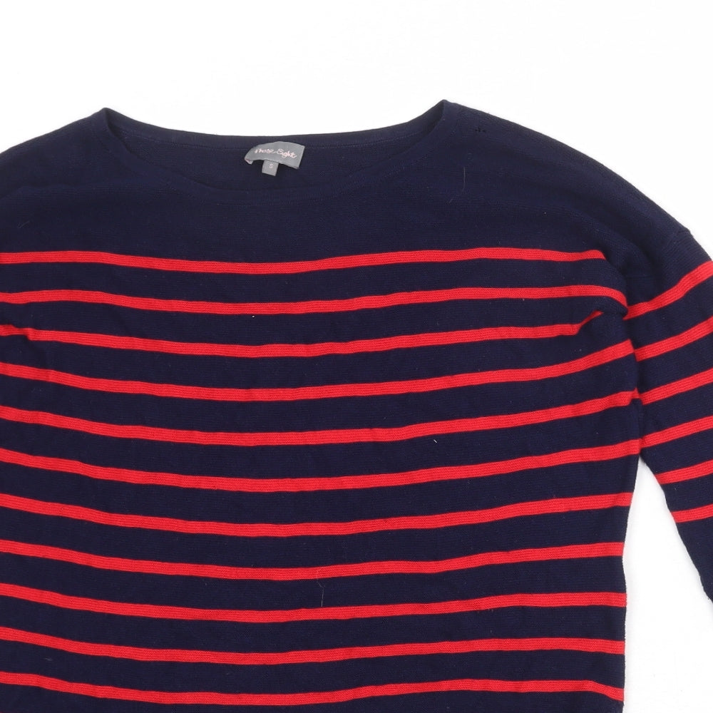 Phase Eight Womens Blue Boat Neck Striped Viscose Pullover Jumper Size S