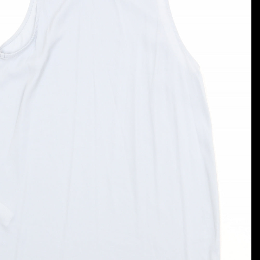 New Look Womens Blue Polyester Basic Tank Size 12 Round Neck