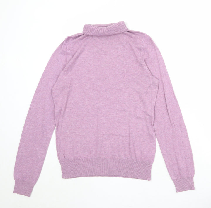 Sophie Gray Womens Purple Roll Neck Acrylic Pullover Jumper Size 12