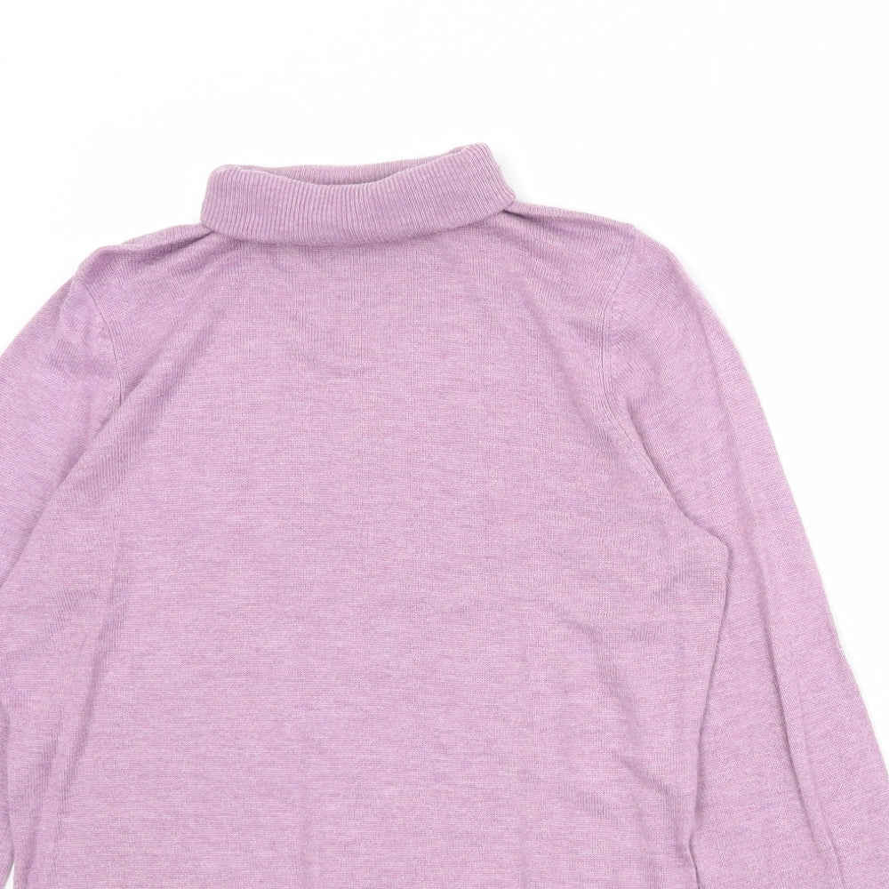 Sophie Gray Womens Purple Roll Neck Acrylic Pullover Jumper Size 12
