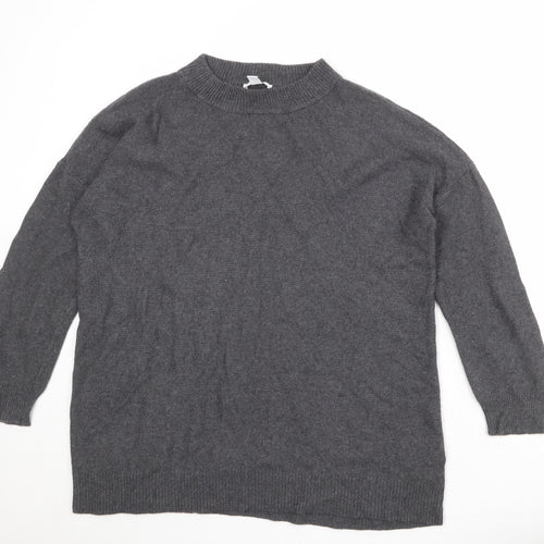 Daily Ritual Womens Grey Mock Neck Viscose Pullover Jumper Size L