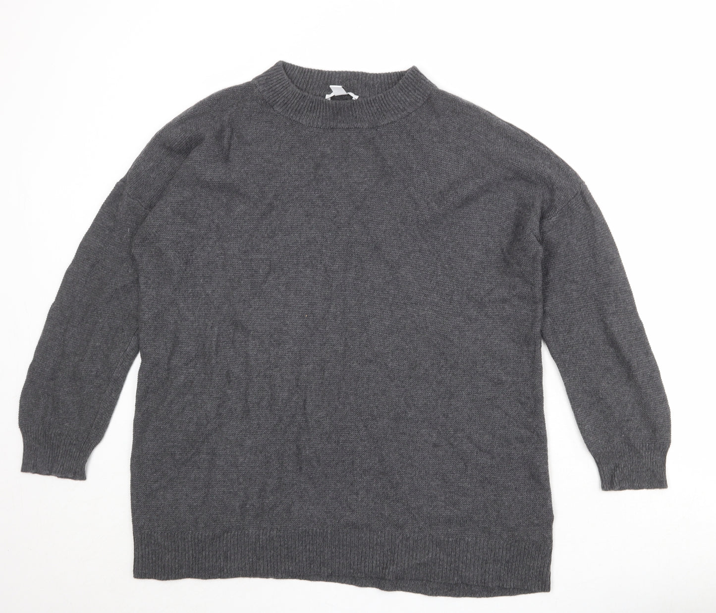 Daily Ritual Womens Grey Mock Neck Viscose Pullover Jumper Size L
