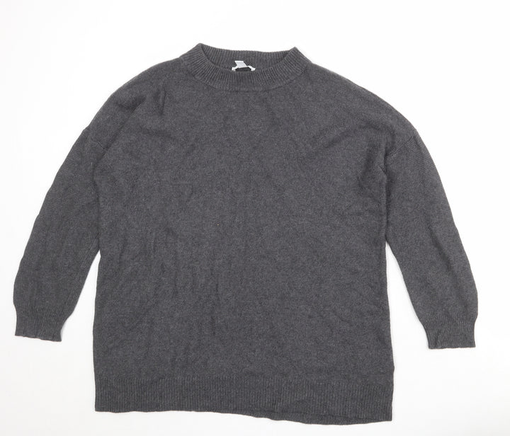 Daily Ritual Womens Grey Mock Neck Viscose Pullover Jumper Size L