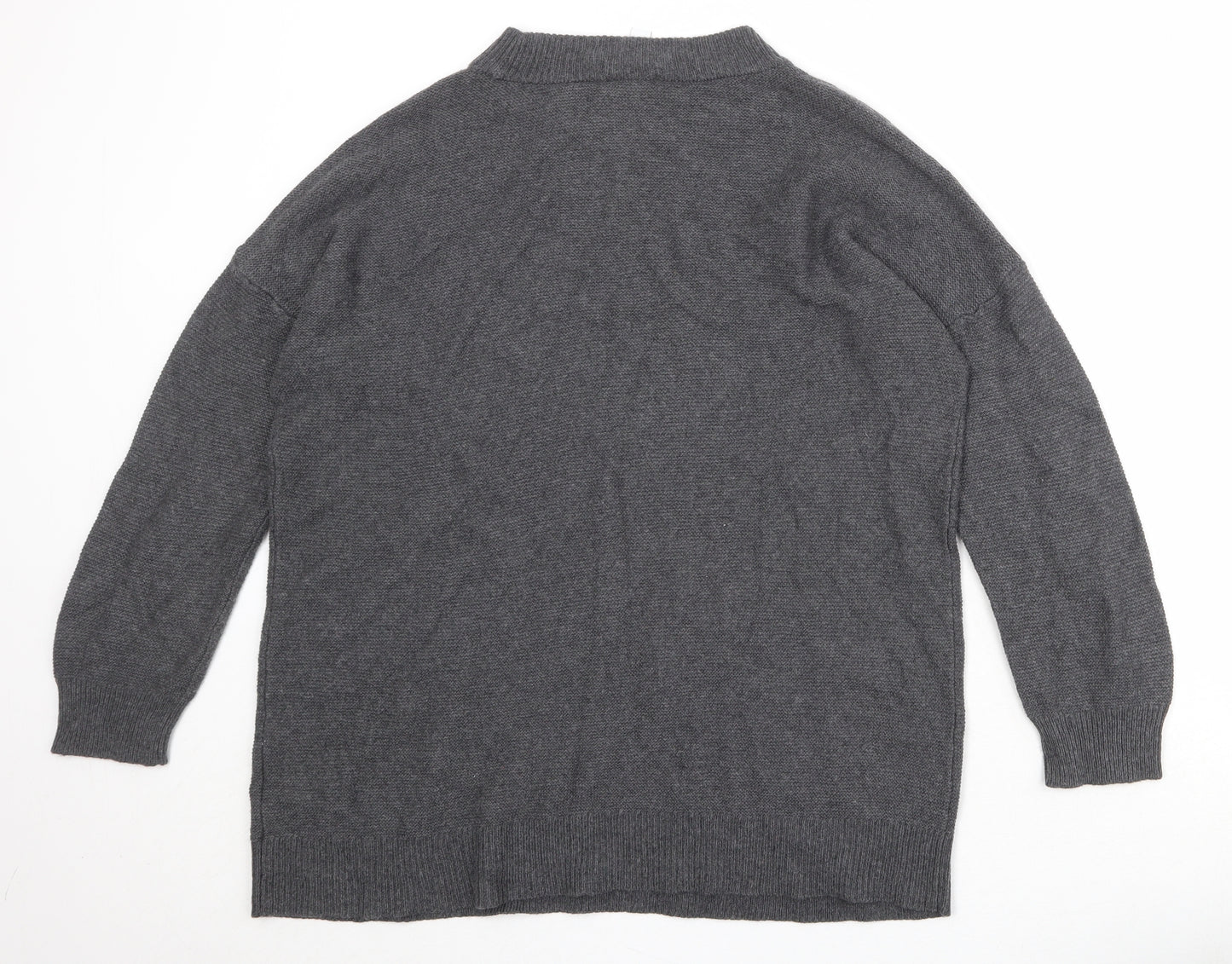 Daily Ritual Womens Grey Mock Neck Viscose Pullover Jumper Size L