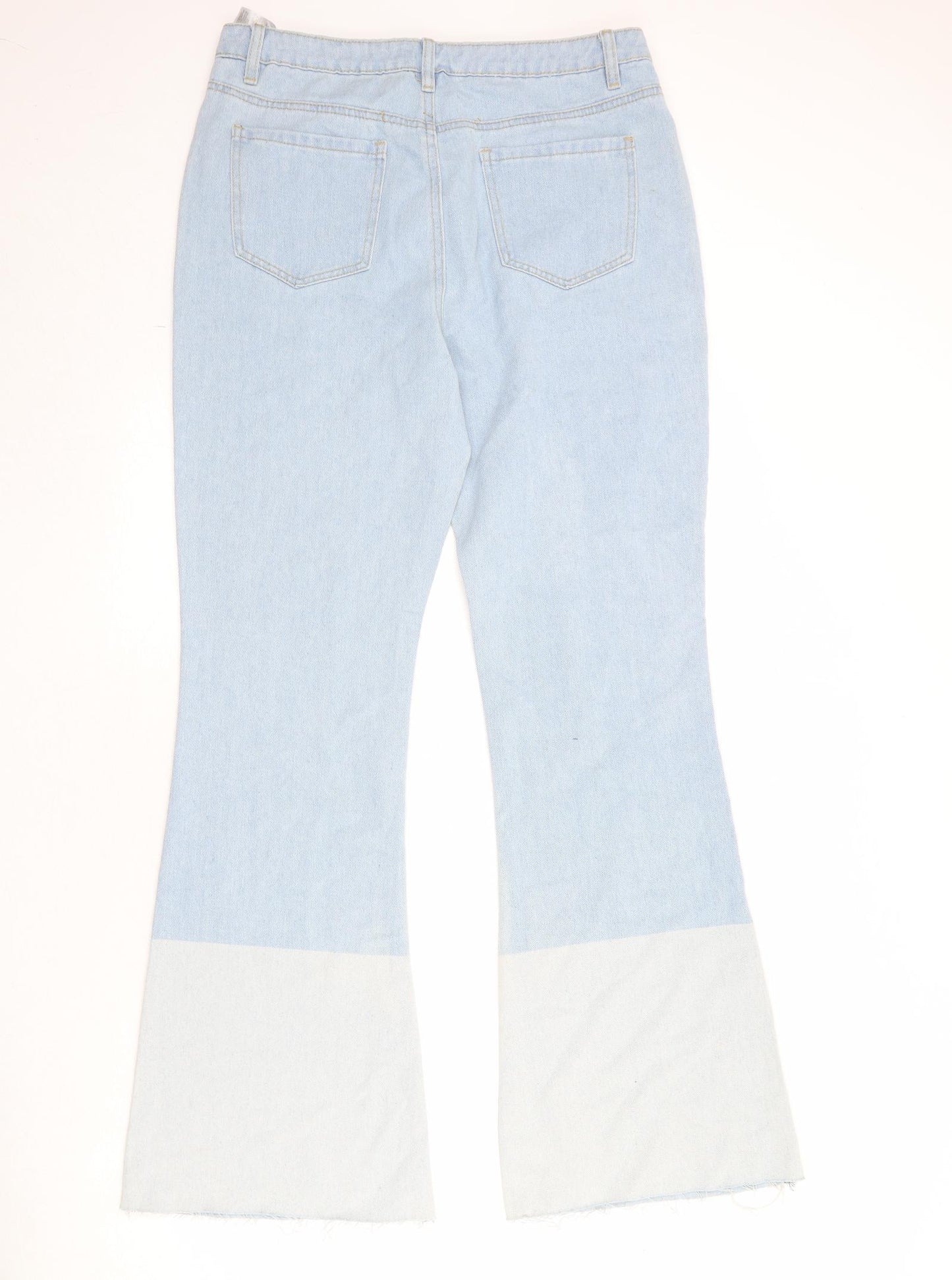 Boohoo Womens Blue Cotton Flared Jeans Size 14 Regular Zip