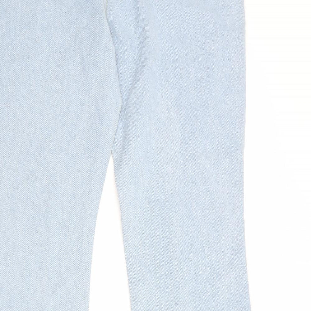 Boohoo Womens Blue Cotton Flared Jeans Size 14 Regular Zip