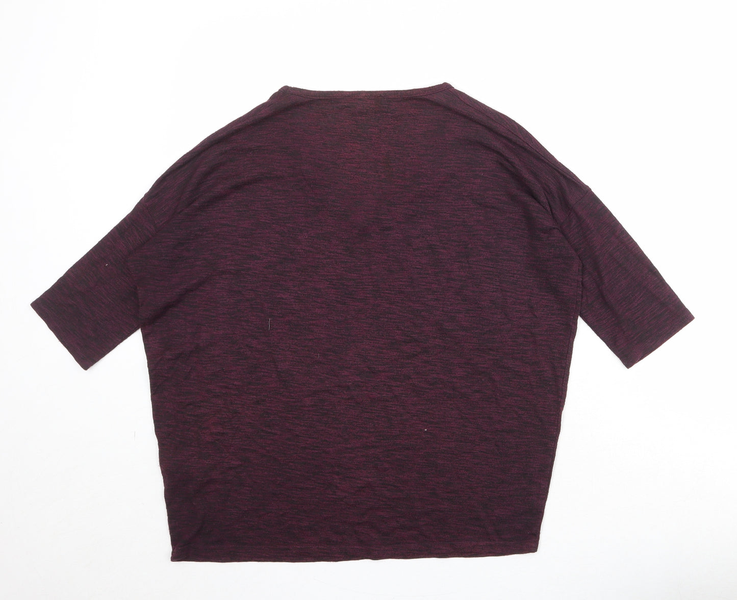 New Look Womens Purple Viscose Basic T-Shirt Size S V-Neck