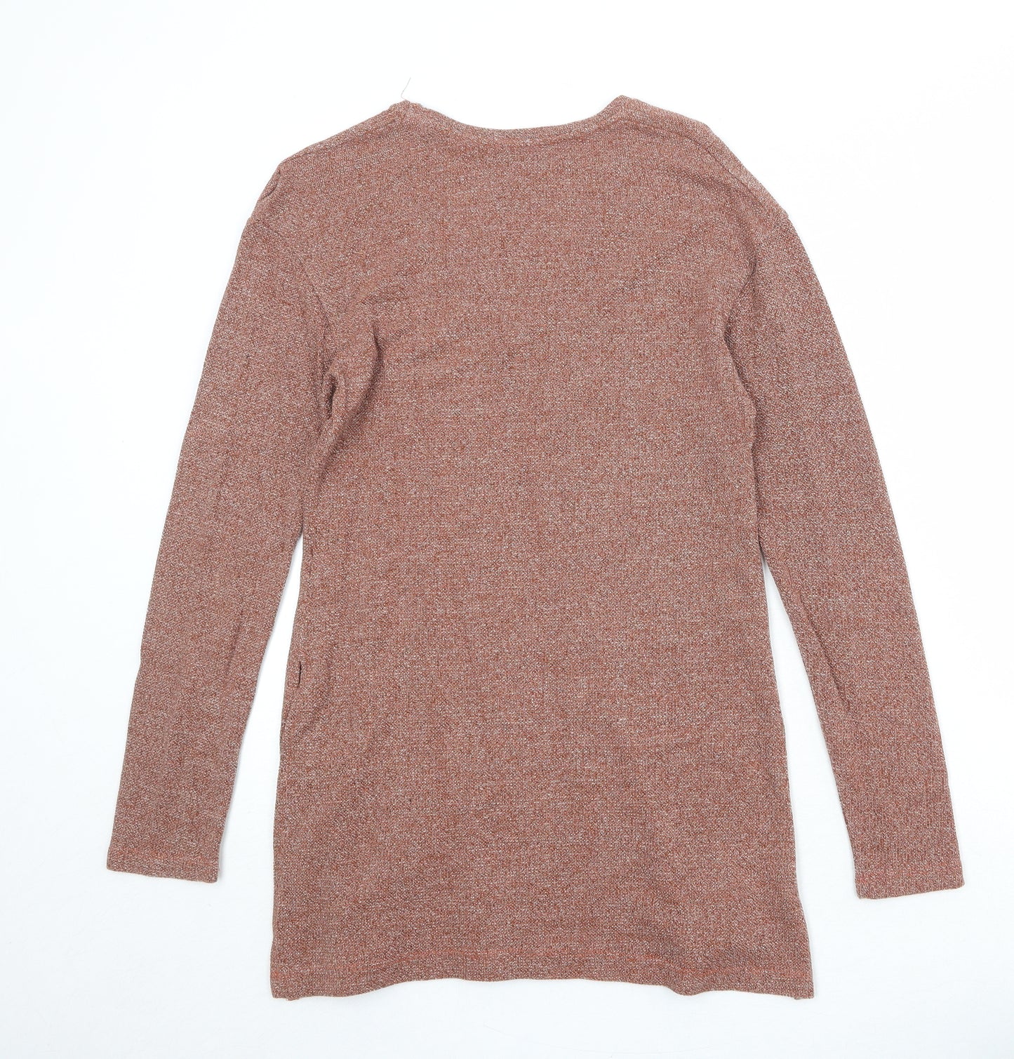 Zara Womens Orange V-Neck Acrylic Pullover Jumper Size S