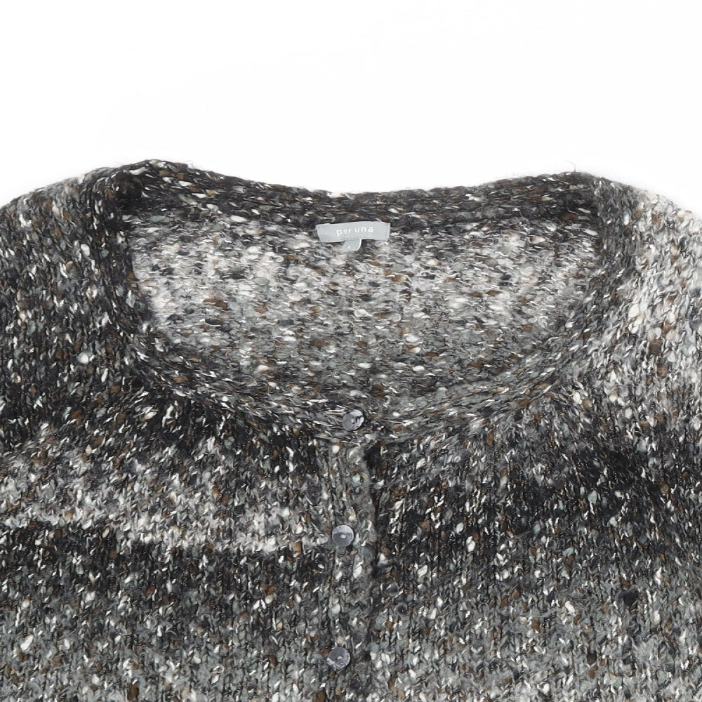 Per Una Womens Multicoloured Boat Neck Acrylic Cardigan Jumper Size L - Speckled