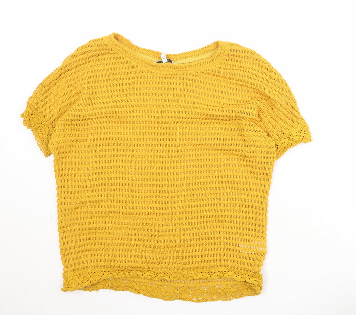 NEXT Womens Yellow Boat Neck Polyester Pullover Jumper Size 12