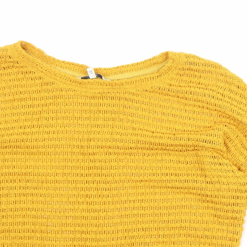 NEXT Womens Yellow Boat Neck Polyester Pullover Jumper Size 12