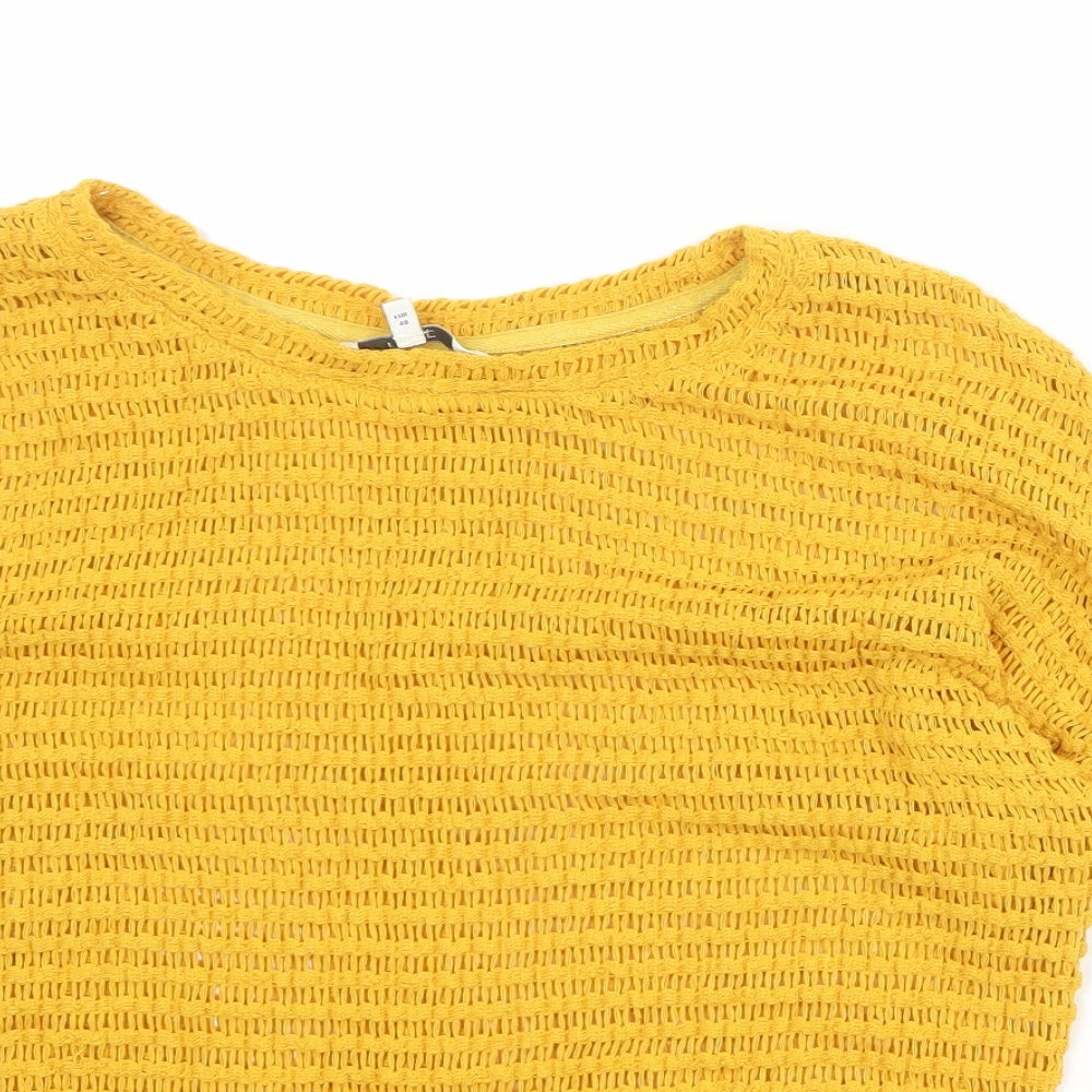 NEXT Womens Yellow Boat Neck Polyester Pullover Jumper Size 12