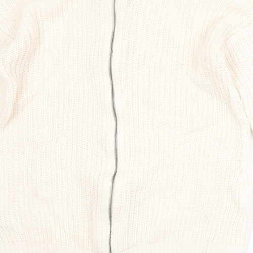 New Look Womens Beige Boat Neck Acrylic Pullover Jumper Size M