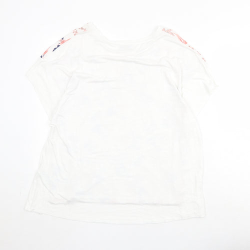 Per Una Womens White Floral Viscose Basic T-Shirt Size 18 Round Neck