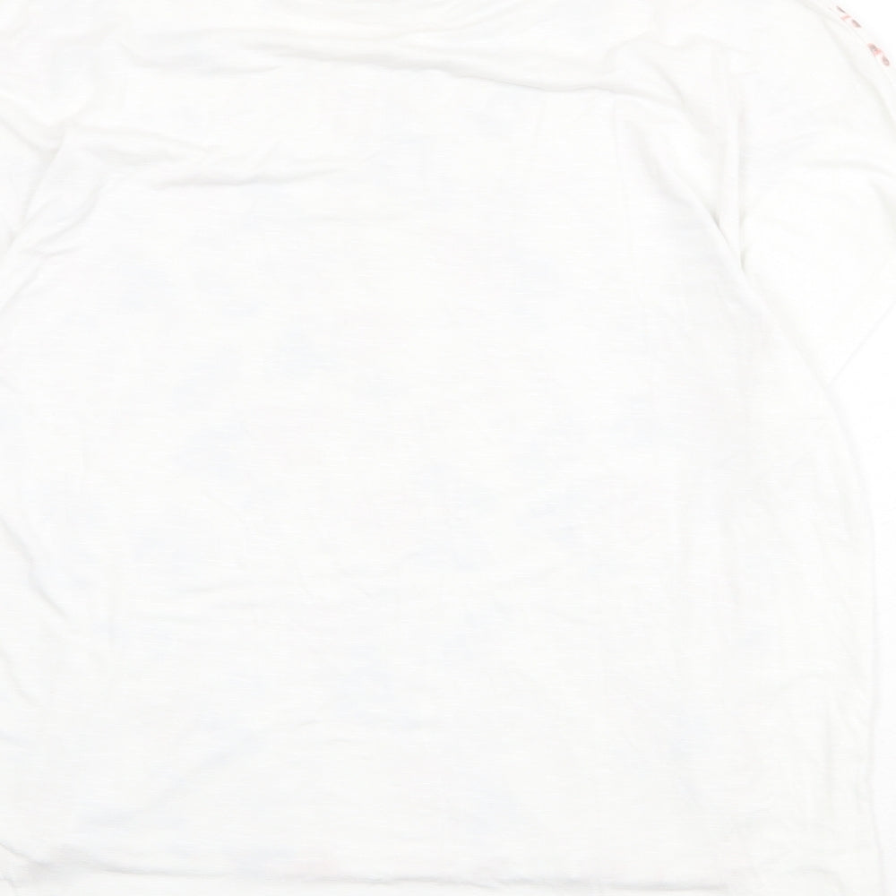 Per Una Womens White Floral Viscose Basic T-Shirt Size 18 Round Neck