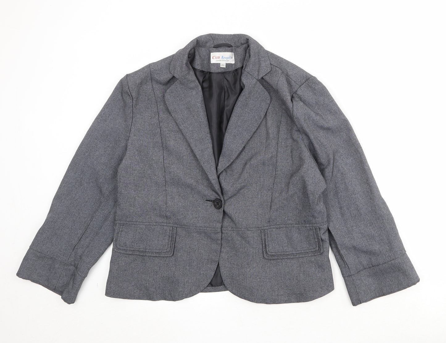 City Angels Womens Grey Polyester Jacket Suit Jacket Size 22