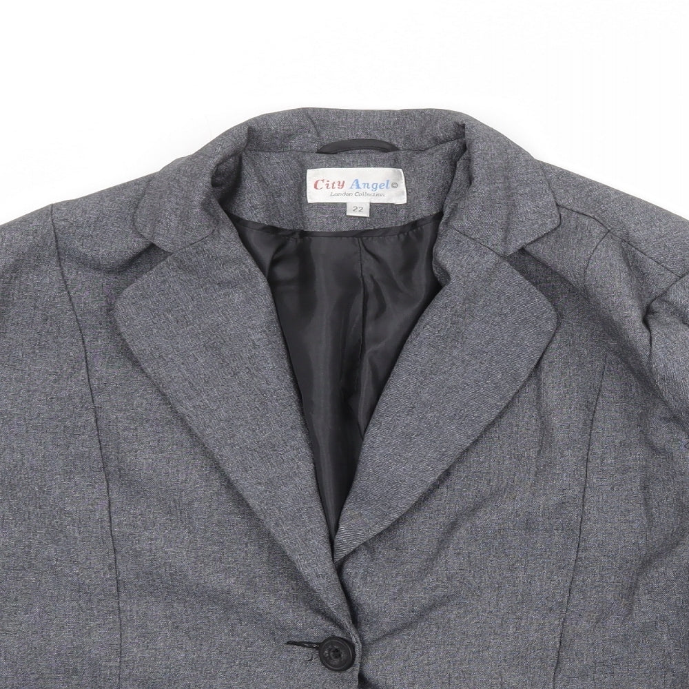 City Angels Womens Grey Polyester Jacket Suit Jacket Size 22